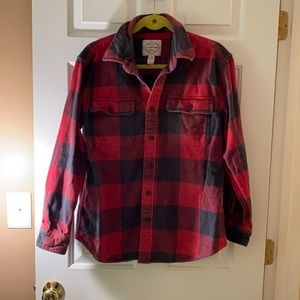 Mens red/black Buffalo check flannel shirt